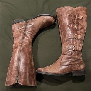 Born Distressed Brown Leather Moto Boots